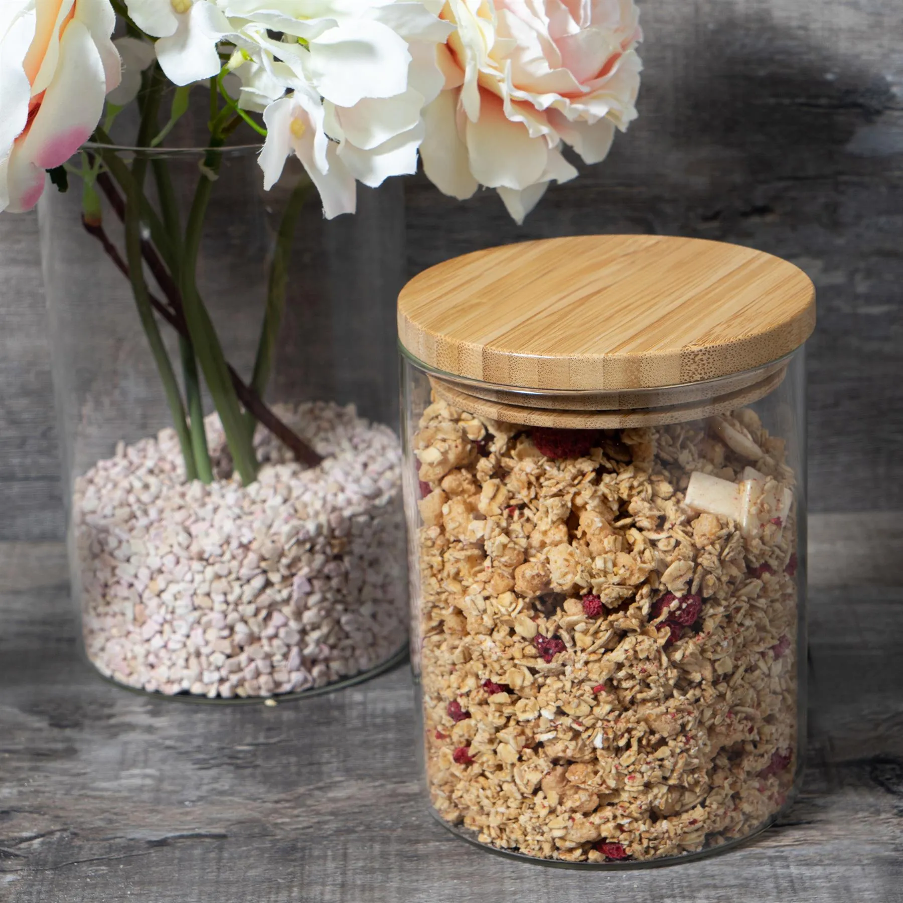 1L Scandi Storage Jar with Wooden Lid - By Argon Tableware