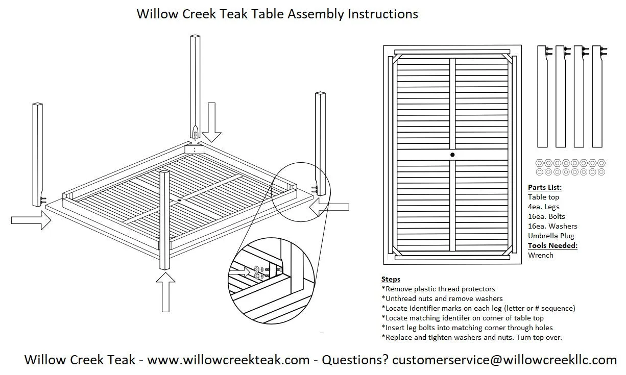 42"x72" Rectangular Teak Outdoor Dining Table