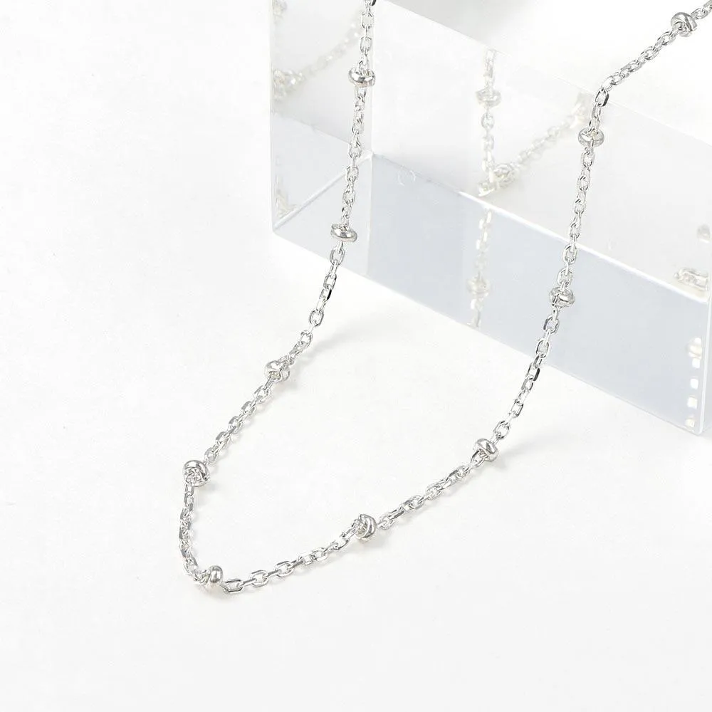 925 Sterling Silver Station Chain Necklace