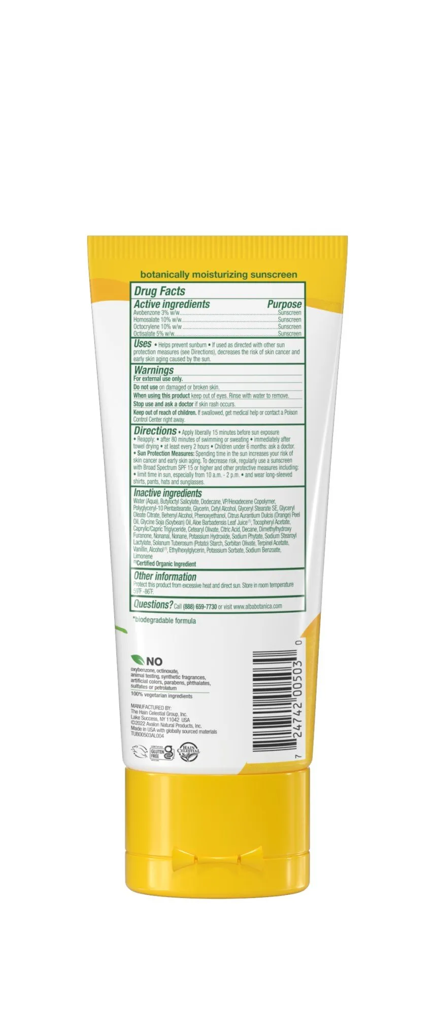 Alba Botanica SPF 50 Hawaiian Island Vibe Sunscreen Face Lotion 3 oz Tube