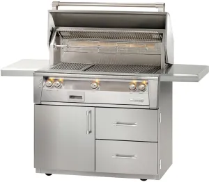 Alfresco 42" Freestanding  Gas Grill on Deluxe Cart in Stainless Steel W/Rotisserie -LP