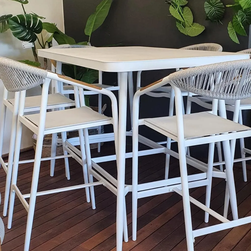 Amalfi Rectangle Bar Table in Arctic White Aluminium