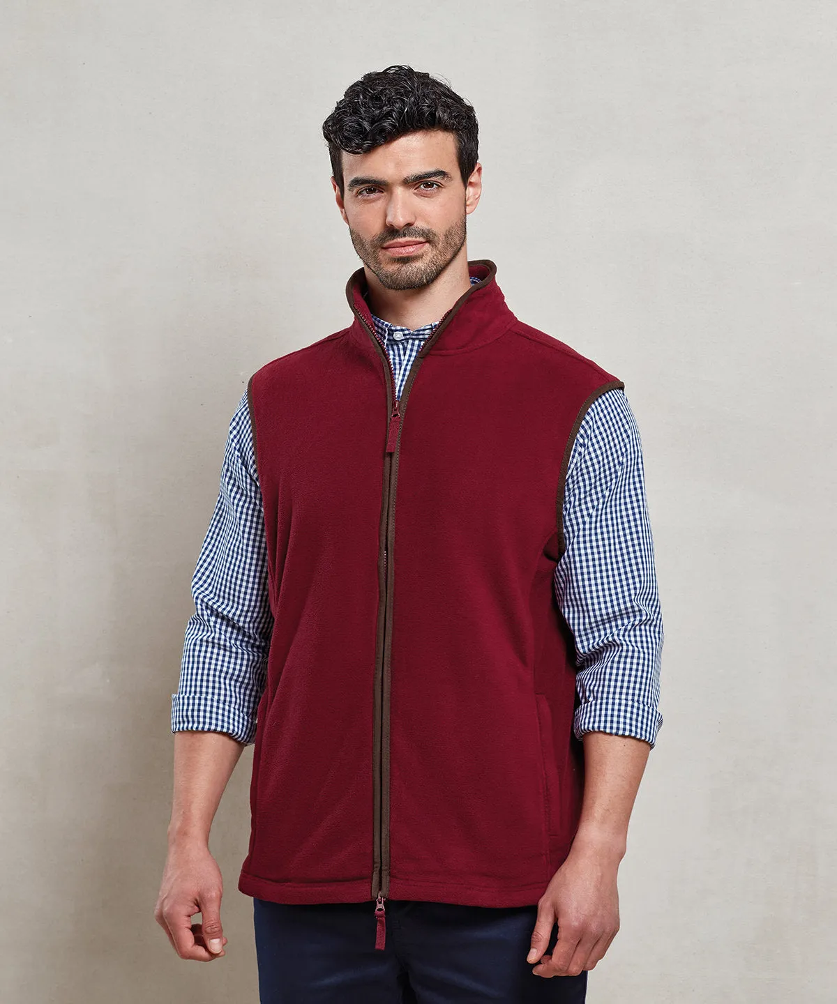 Artisan fleece gilet | Navy/Brown