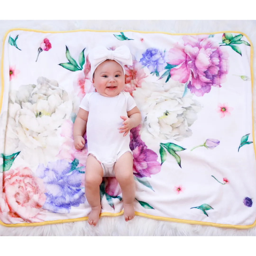 Bamboo Viscose Minky Peony Blanket - Double Layers