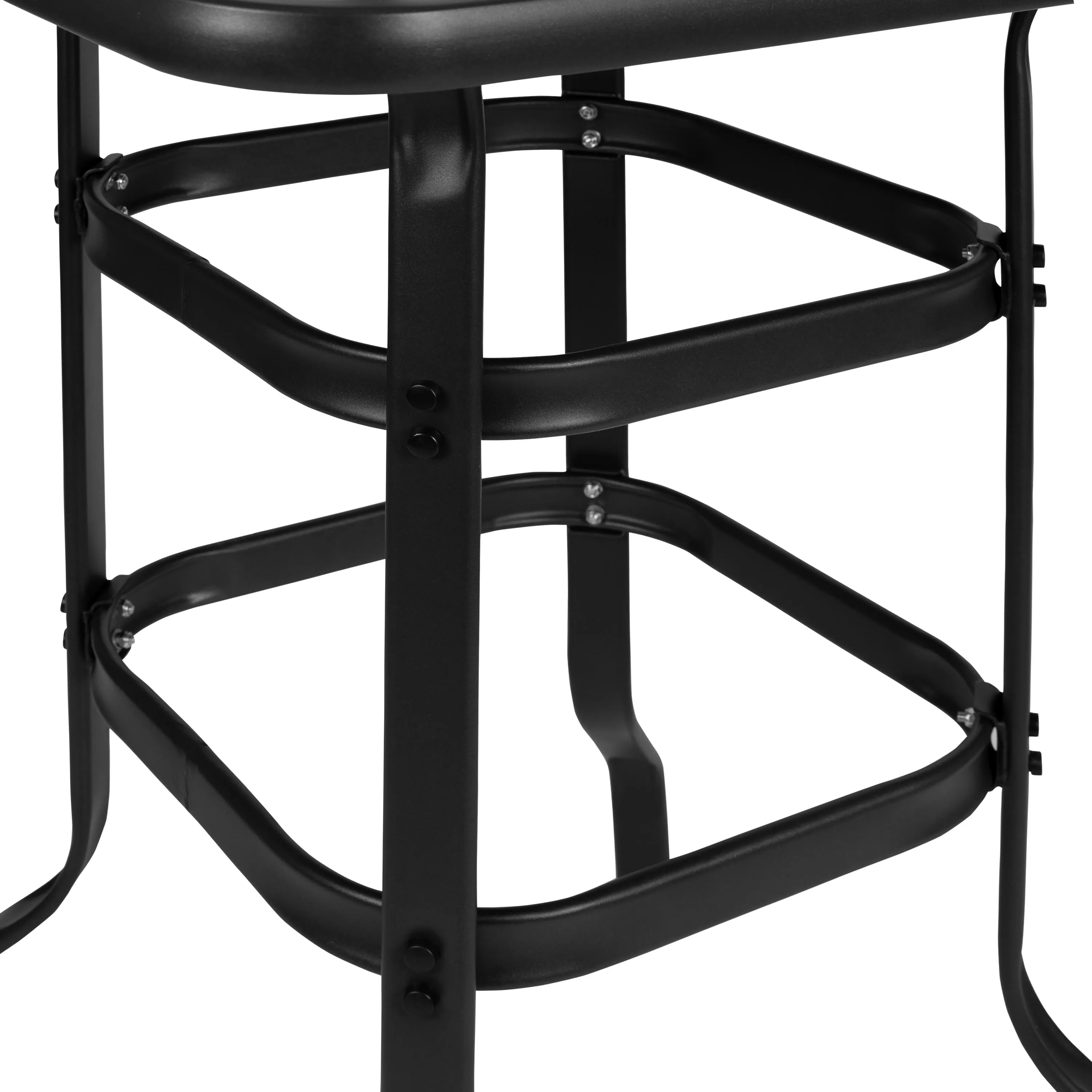 Barker 27.5" Square Tempered Glass Bar Height Metal Patio Bar Table