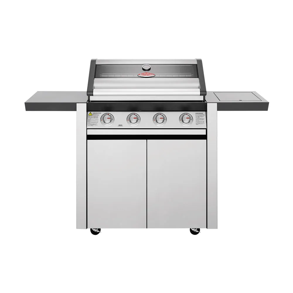 BeefEater Stainless Steel 1600 Series 4-Burner BBQ w/ Side Burner & Trolley