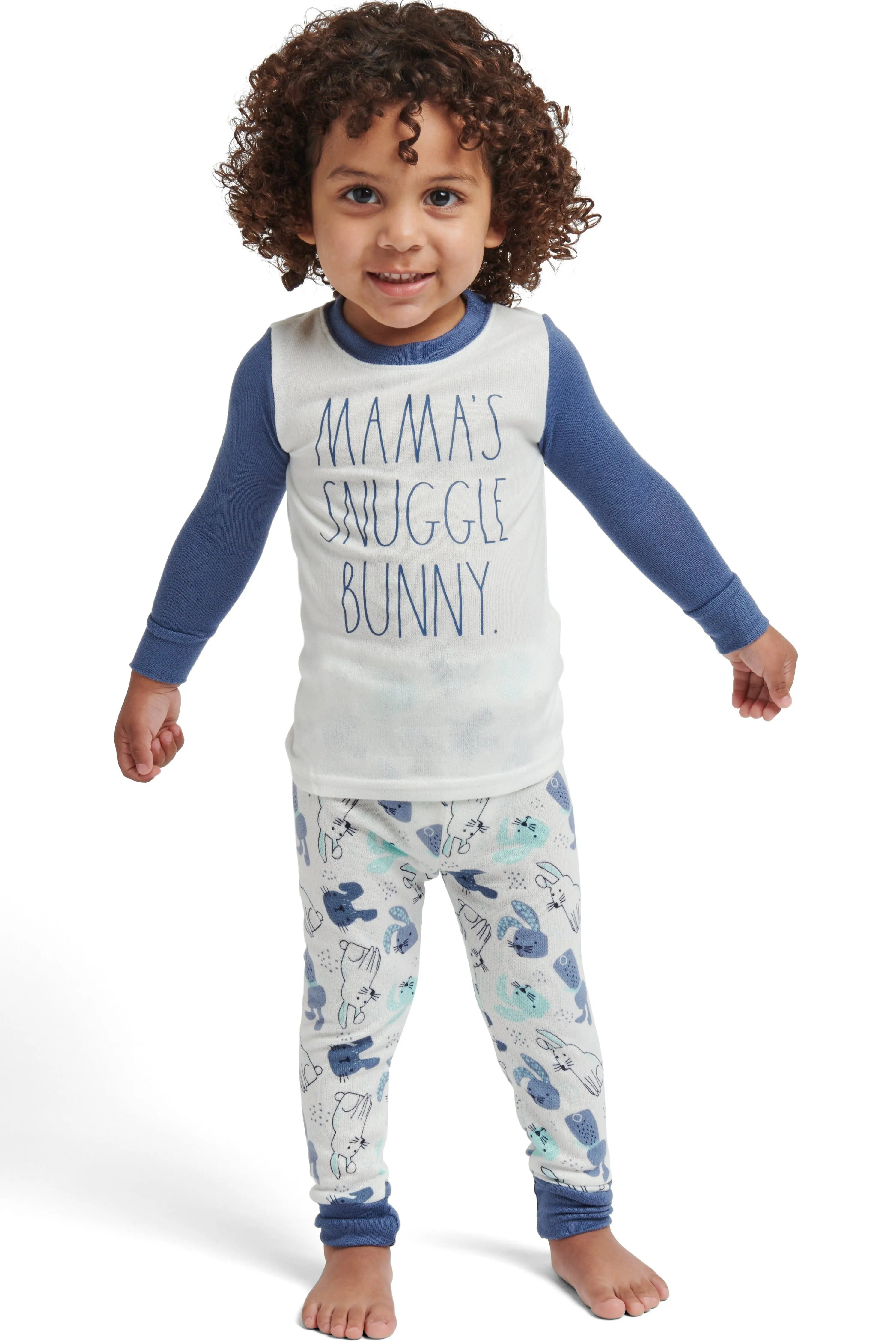 Boys' "MAMA'S SNUGGLE BUNNY" Long Sleeve Top and Elastic Waistband Jogger Pajama Set