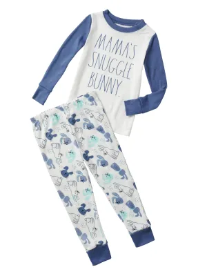 Boys' "MAMA'S SNUGGLE BUNNY" Long Sleeve Top and Elastic Waistband Jogger Pajama Set