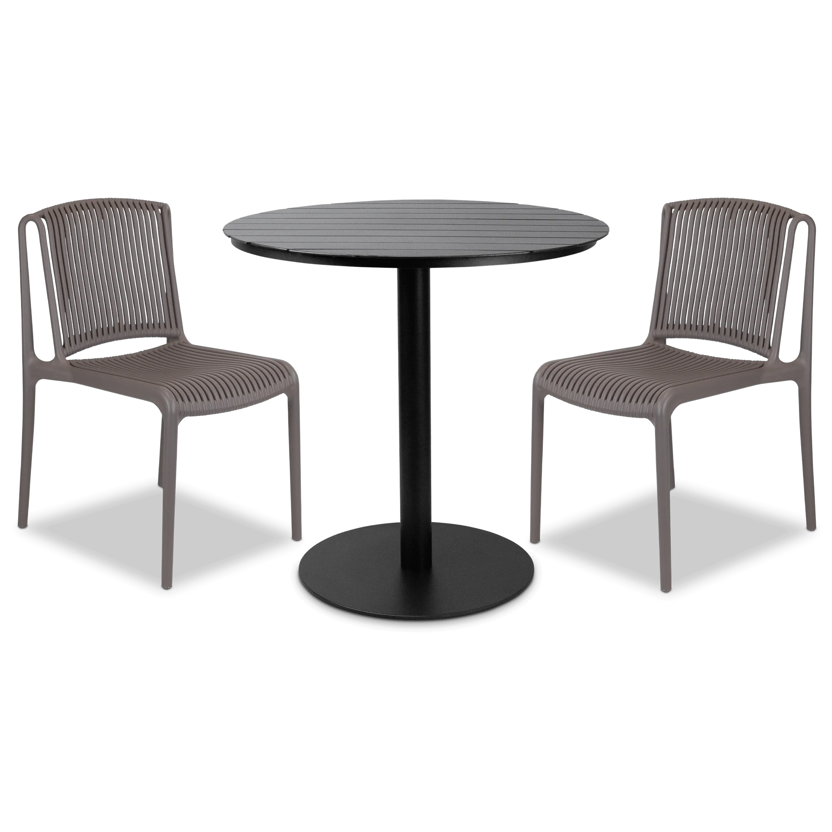 Cafe Collection Round 3pc Dining Suite in Gunmetal with UV Plastic Chairs (PP)