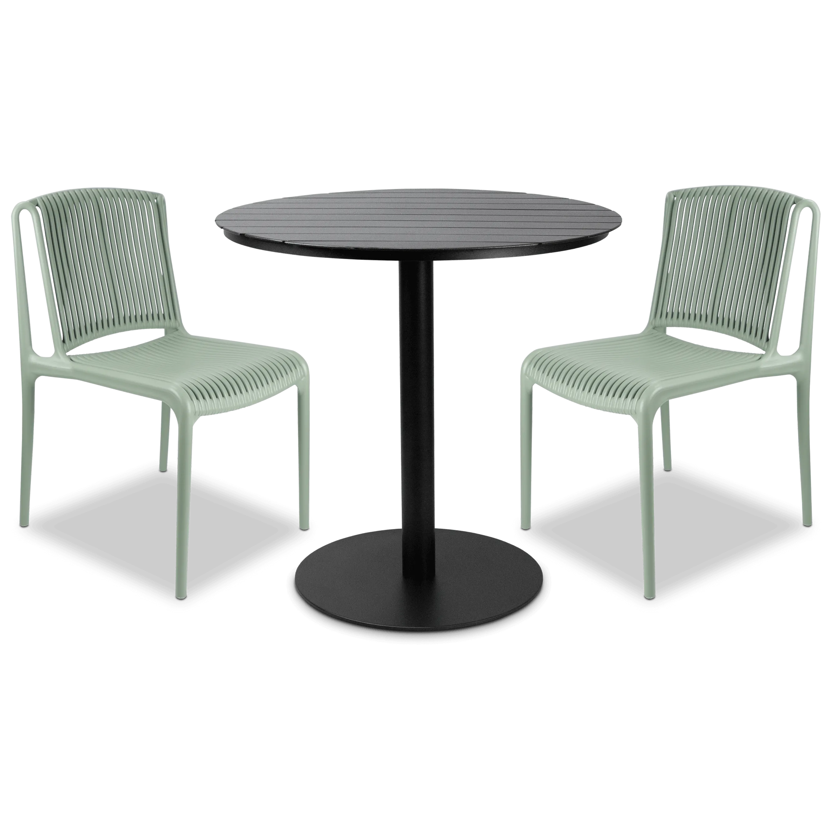 Cafe Collection Round 3pc Dining Suite in Gunmetal with UV Plastic Chairs (PP)