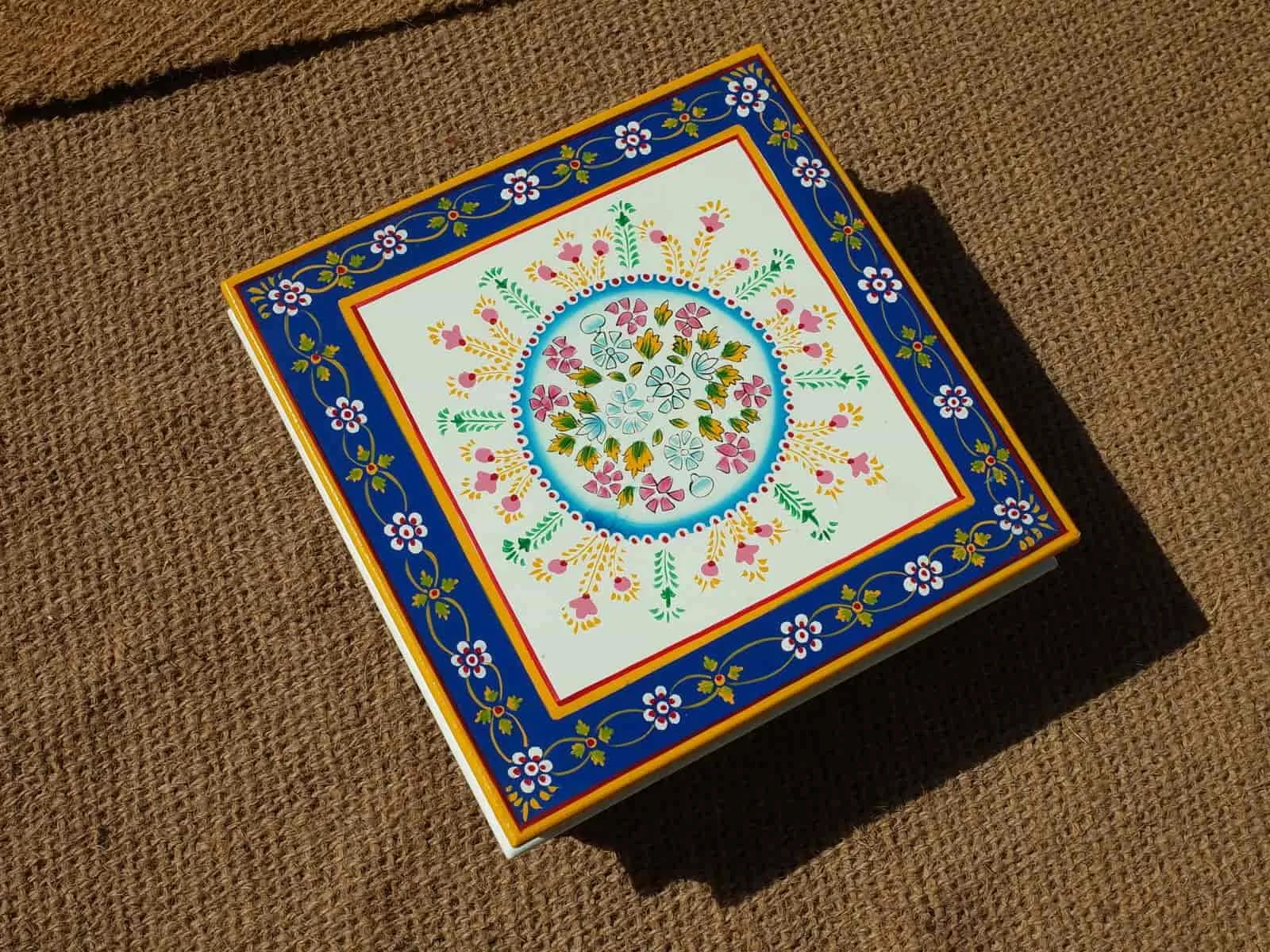 Camping with Soul Square Indian Table - Blue & Yellow