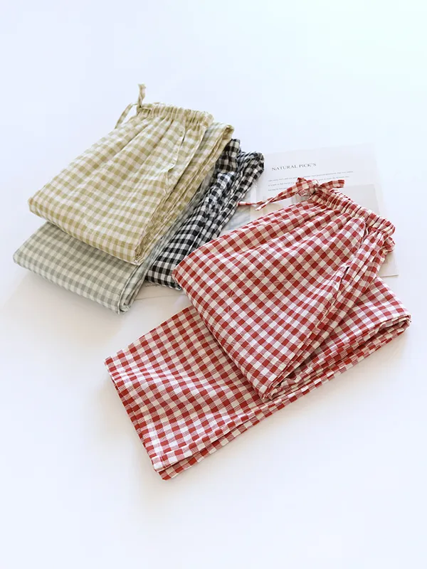 Cotton Check Printed Couple Pajama Pants