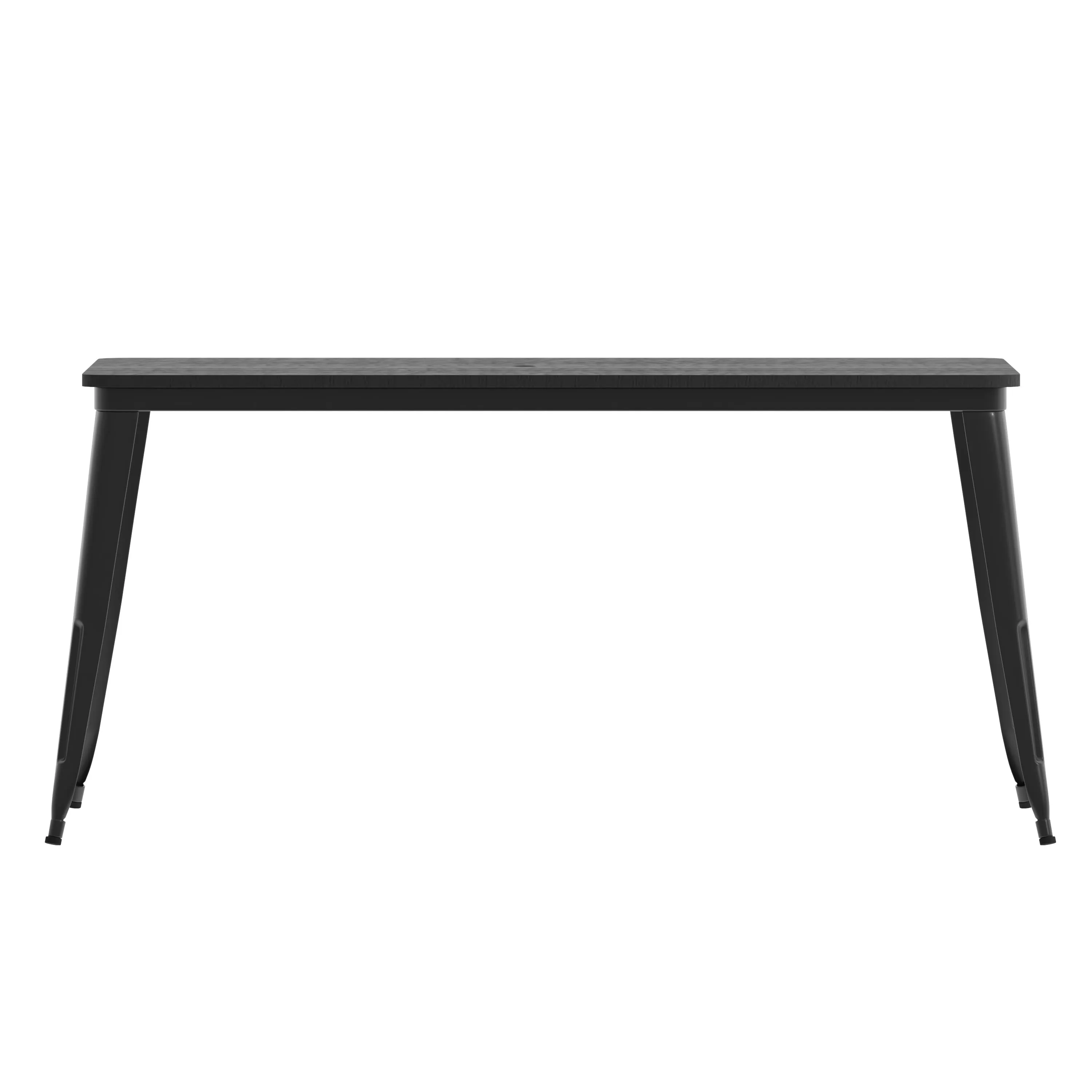 Declan Commercial Indoor/Outdoor Dining Table with Umbrella Hole, 30" x 60" All Weather Poly Resin Top and Steel Base