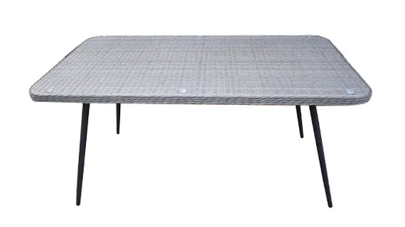 Duoyes Wicker Outdoor Table, Genuine Handmade Weaving Dining Table in Steel Frame