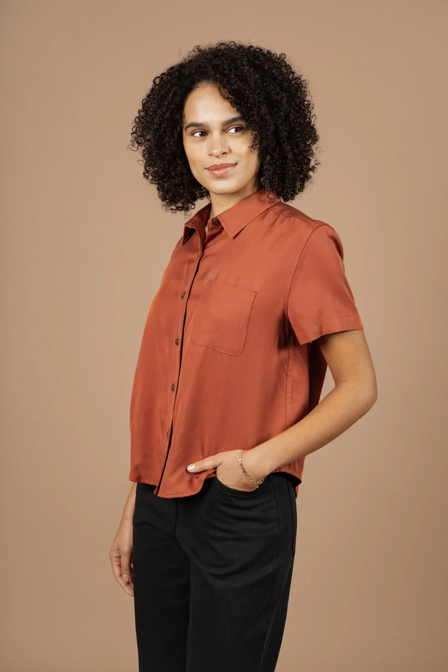 Greer Cropped Shirt / Copper