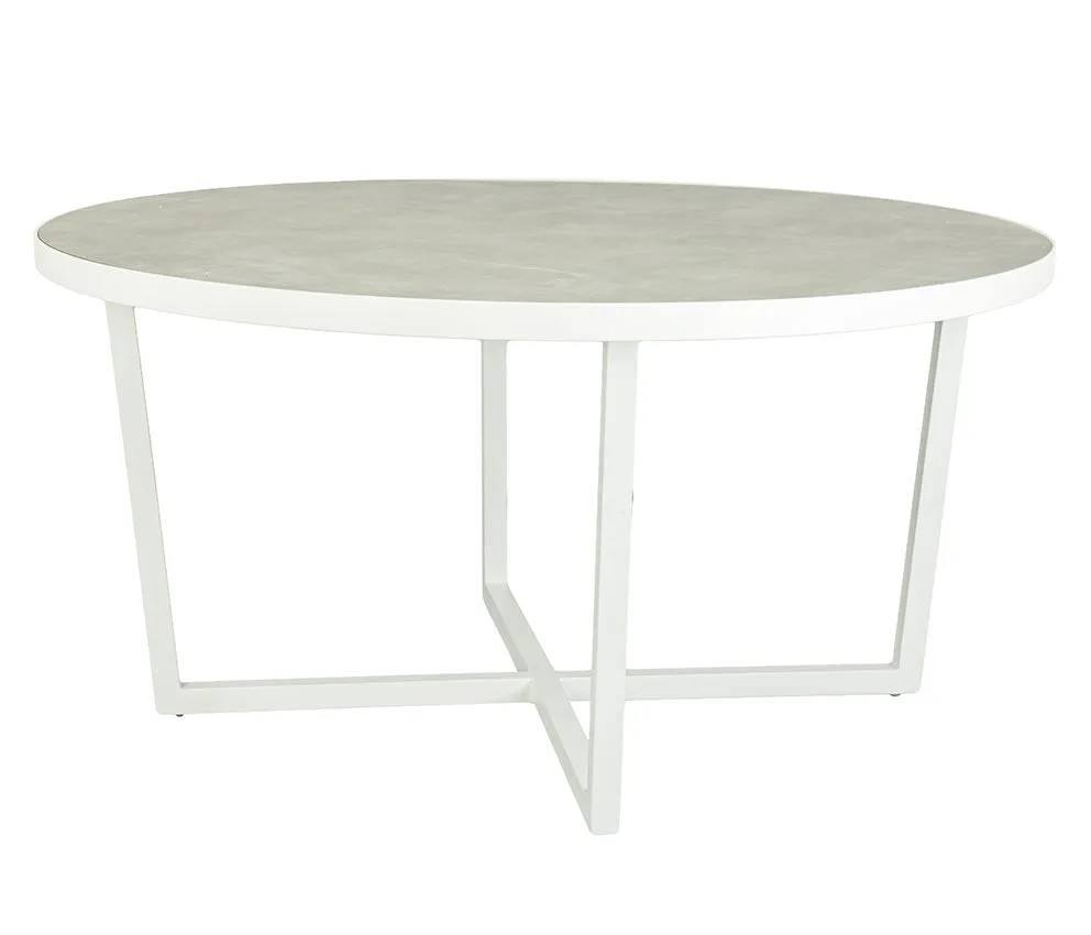 'Greta' Outdoor Round Dining Table, White