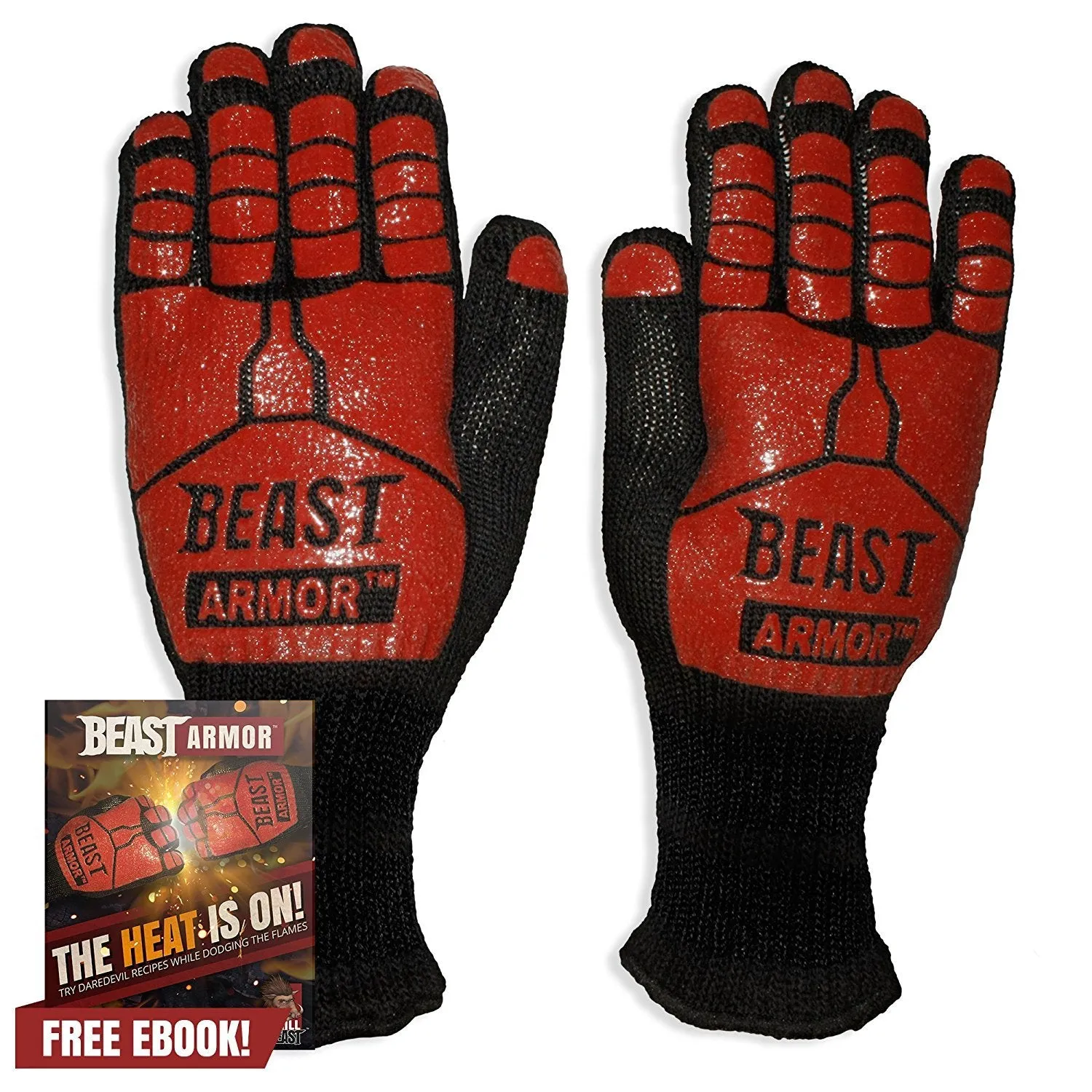 Grill Beast Premium BBQ Grilling Gloves - Heat-Resistant Kevlar with Silicone Insulation for Ultimate Protection - Perfect for Smokers and Kitchen Use