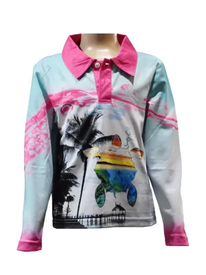 Kids Long Sleeve Fishing Shirts - Pink Jetty