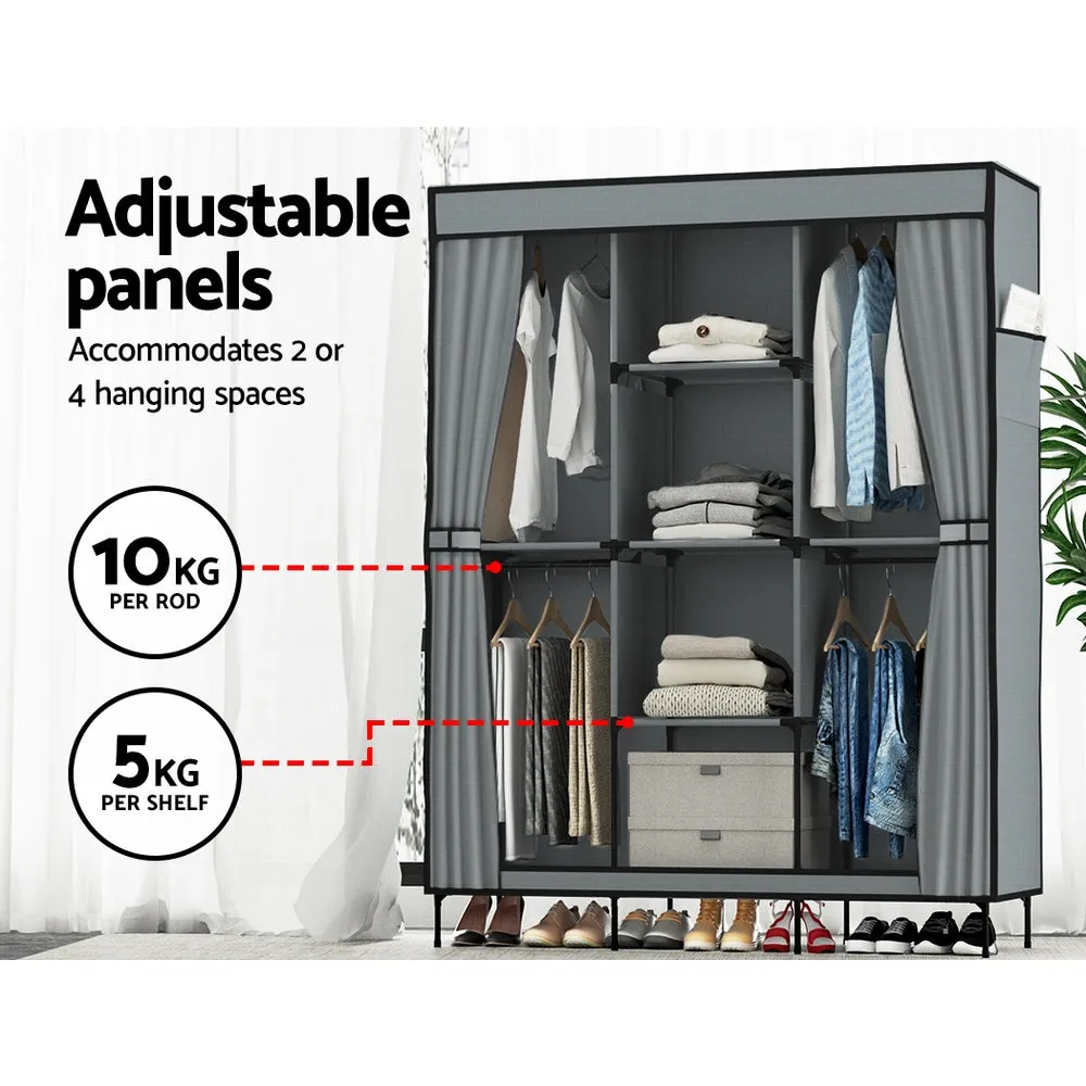 Large Portable Fabric Wardrobe with Shelves & Rods - Artiss