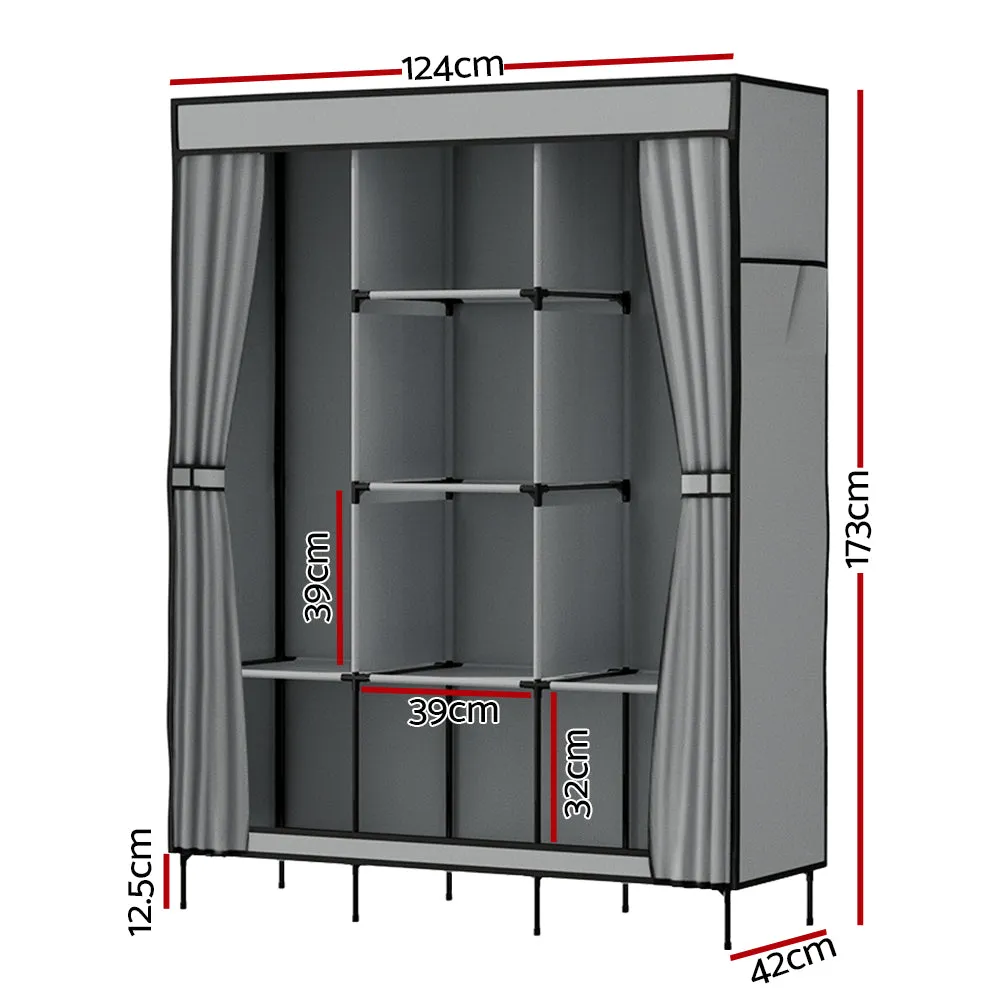 Large Portable Fabric Wardrobe with Shelves & Rods - Artiss