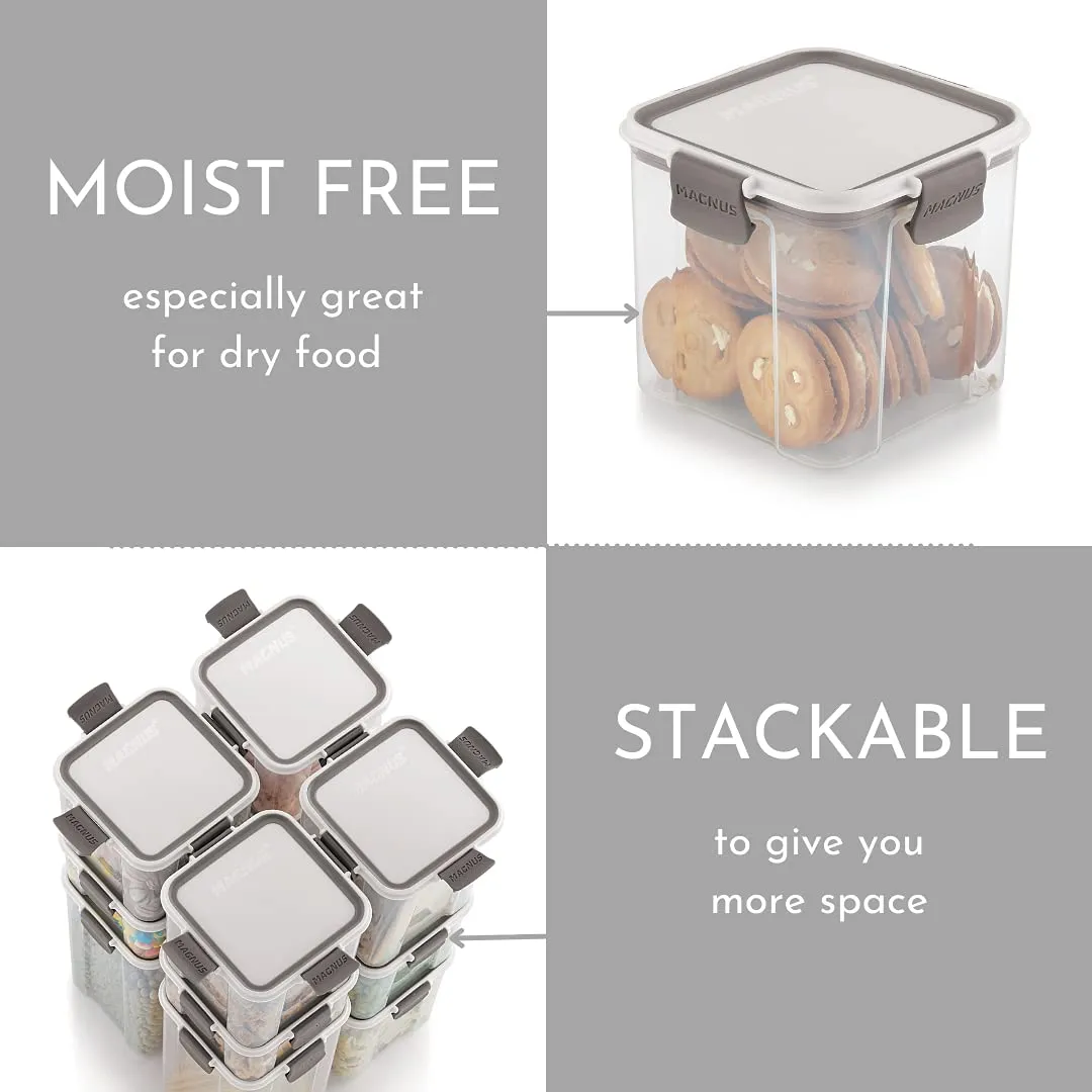 Magnus Modulock Airtight Plastic Food Storage Container Set of 3 pcs 700 ml Each, Grey and Transparent