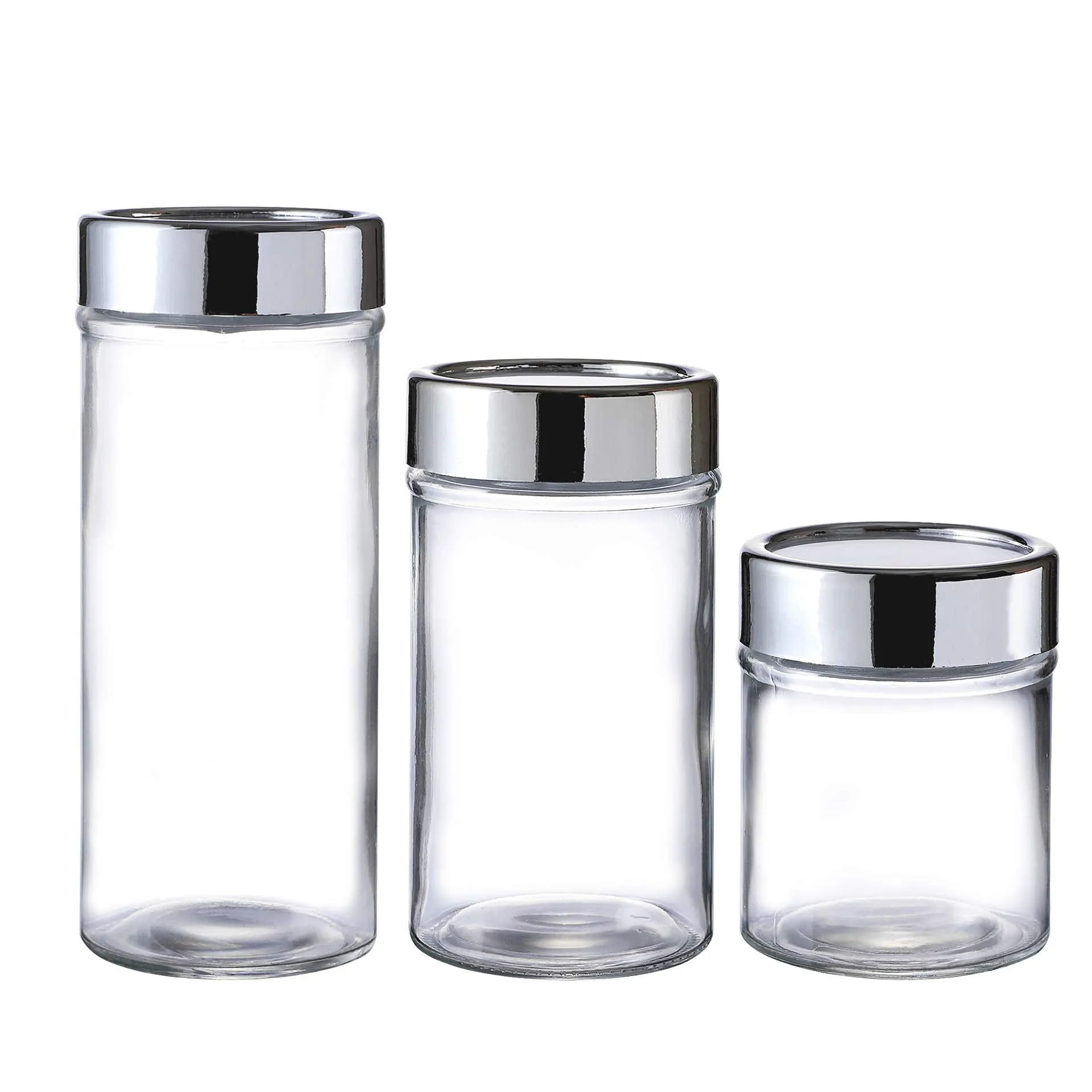 Mini Glass Storage Jars with Airtight Plastic Lids Set of 3( Gold