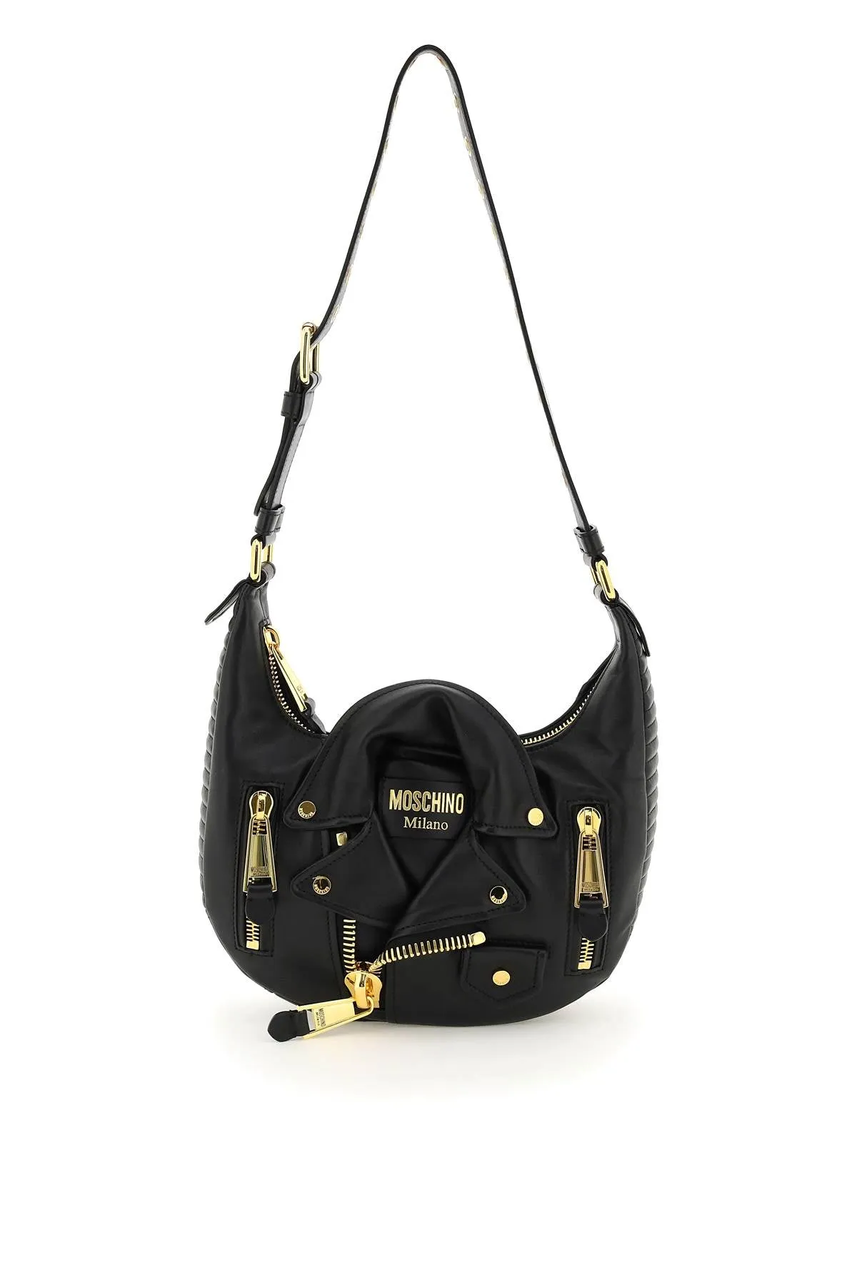 Moschino nappa leather biker shoulder bag