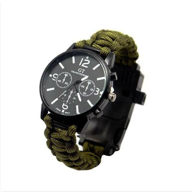 Outdoor Multi function Camping Survival Watch Bracelet Tools With LED