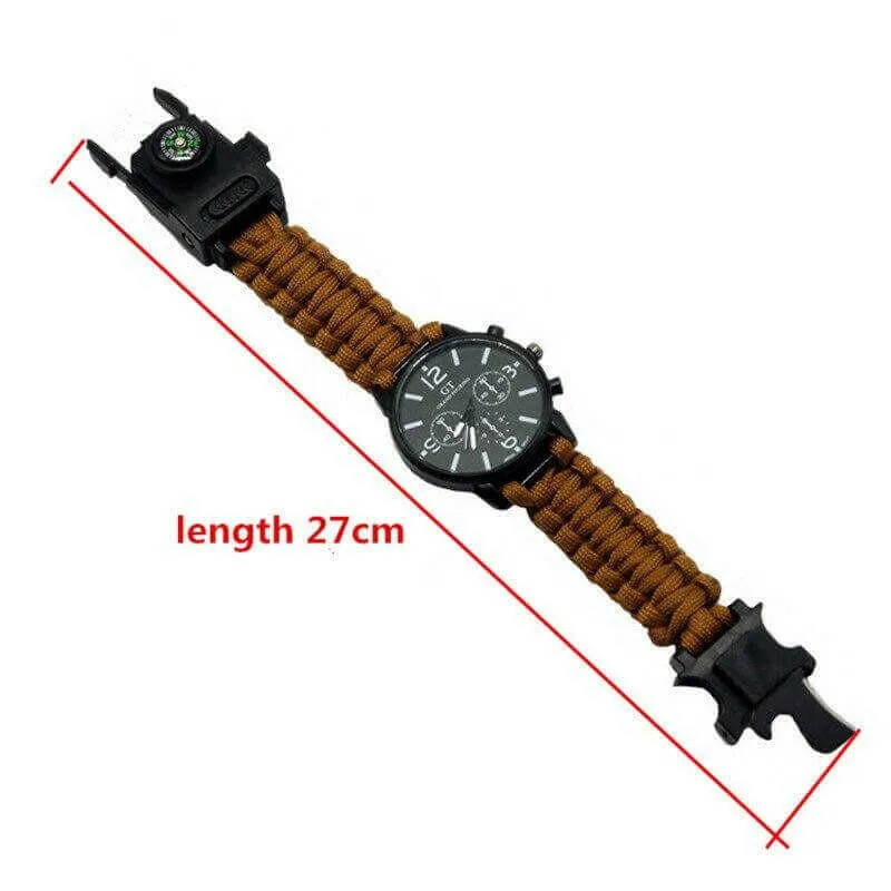 Outdoor Multi function Camping Survival Watch Bracelet Tools With LED