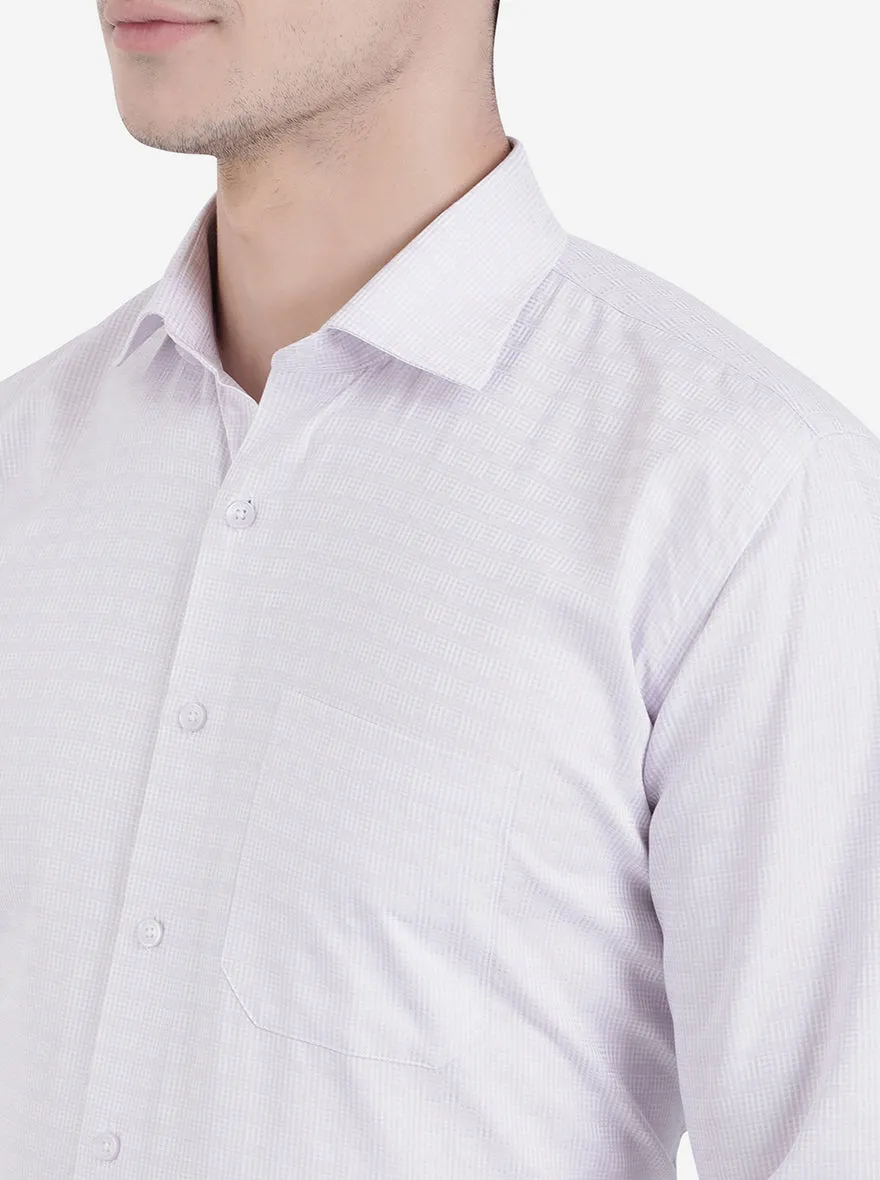 Purple & White Checked Regular Fit Formal Shirt | JadeBlue