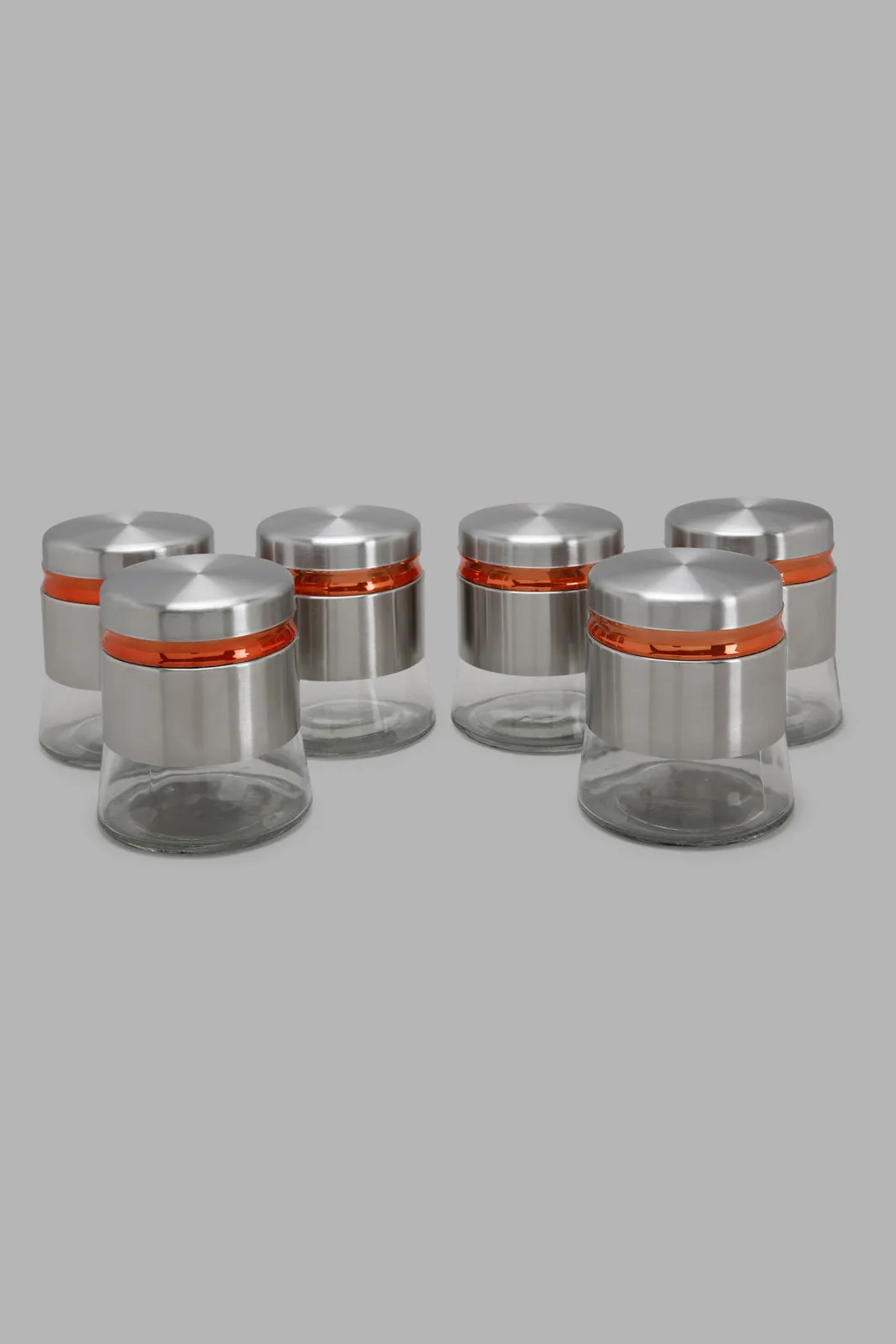 Silver Glass Storage Jar Set (7 Piece)