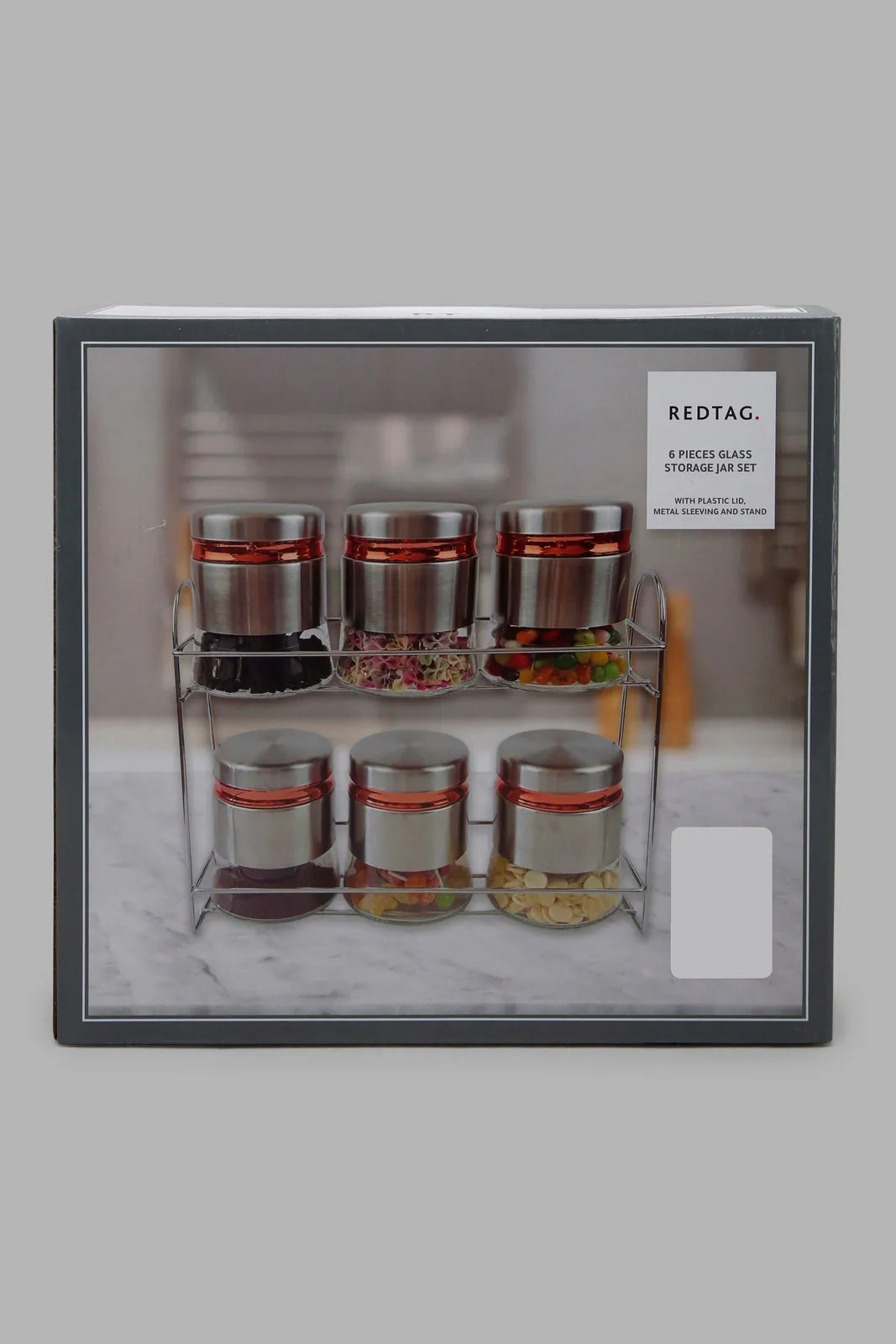 Silver Glass Storage Jar Set (7 Piece)