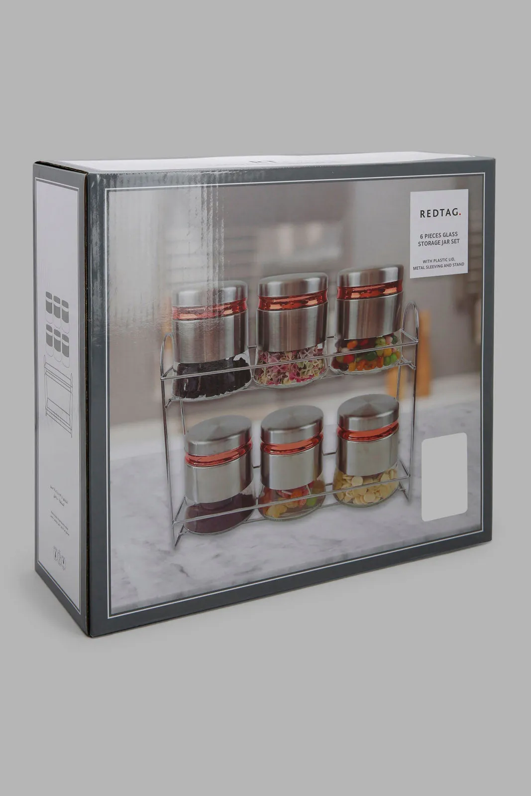 Silver Glass Storage Jar Set (7 Piece)