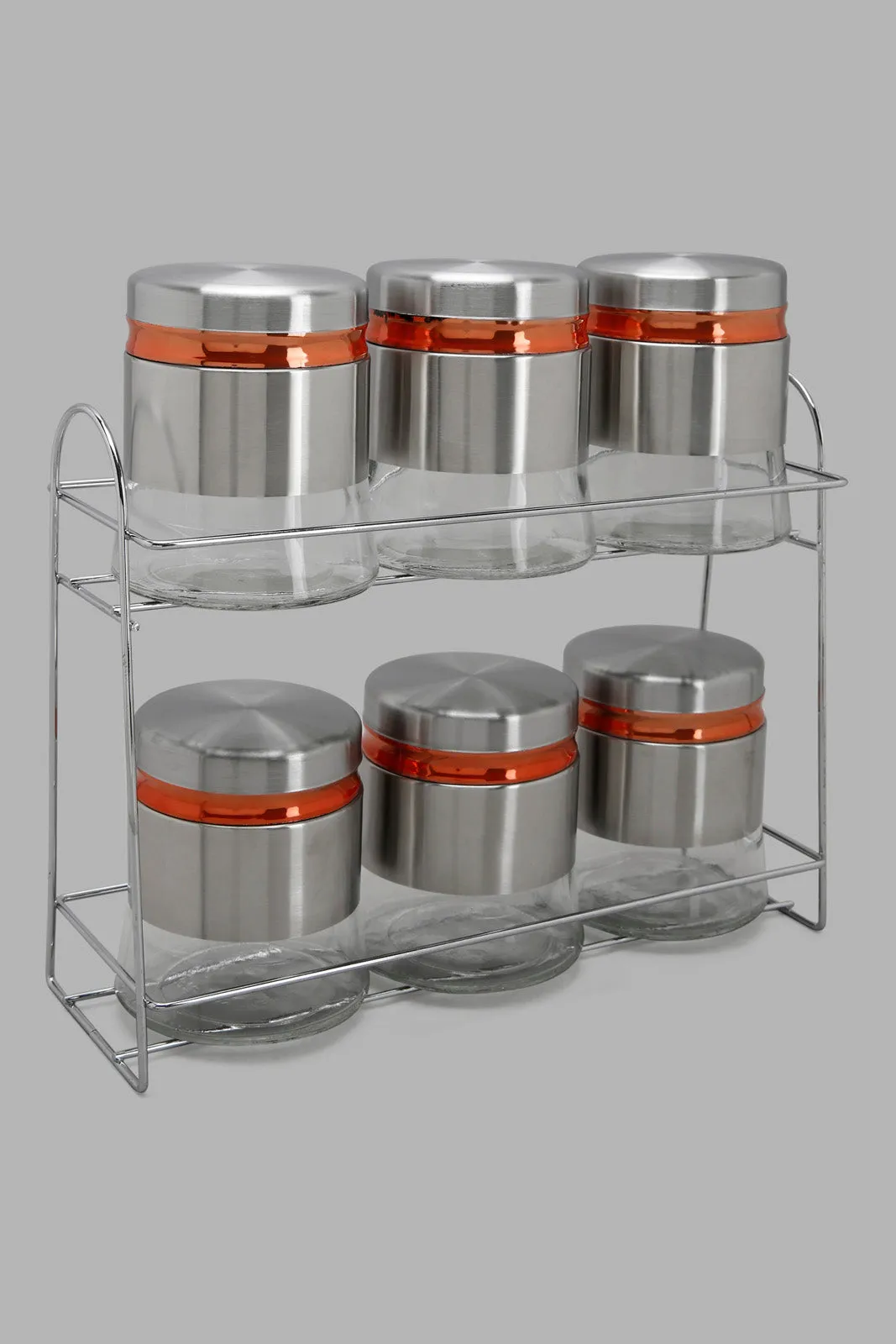 Silver Glass Storage Jar Set (7 Piece)