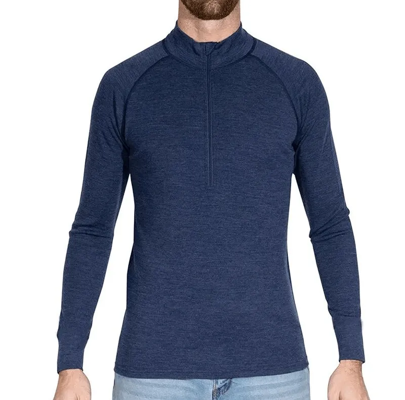 Soft Wool Men's Long Sleeve Zip Up Thermal Underwear - SF1705