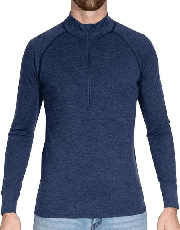 Soft Wool Men's Long Sleeve Zip Up Thermal Underwear - SF1705