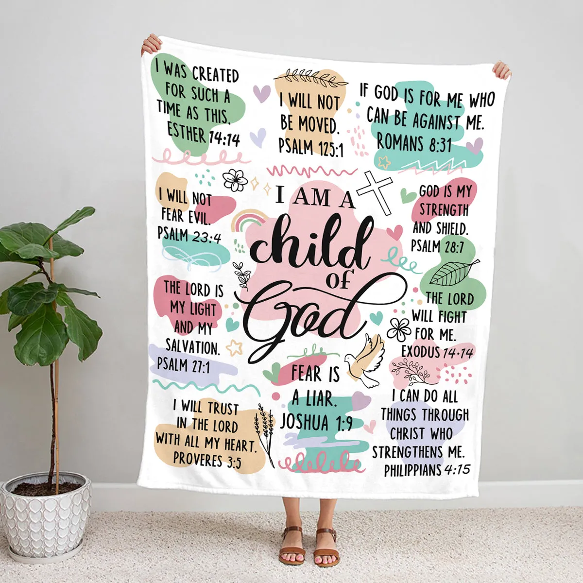 Teesdily | Jesus Christian Blanket, I Am A Child Of God Lightweight And Premium Fleece Blanket, Blanket For Family Adults Kids