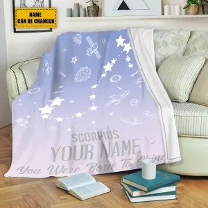 Teesdily | Scorpius Customized Fleece Blanket Constellation Blanket You Were Born To Shine Fleece Personalized Name Zodiac Blankets Astrology Gifts