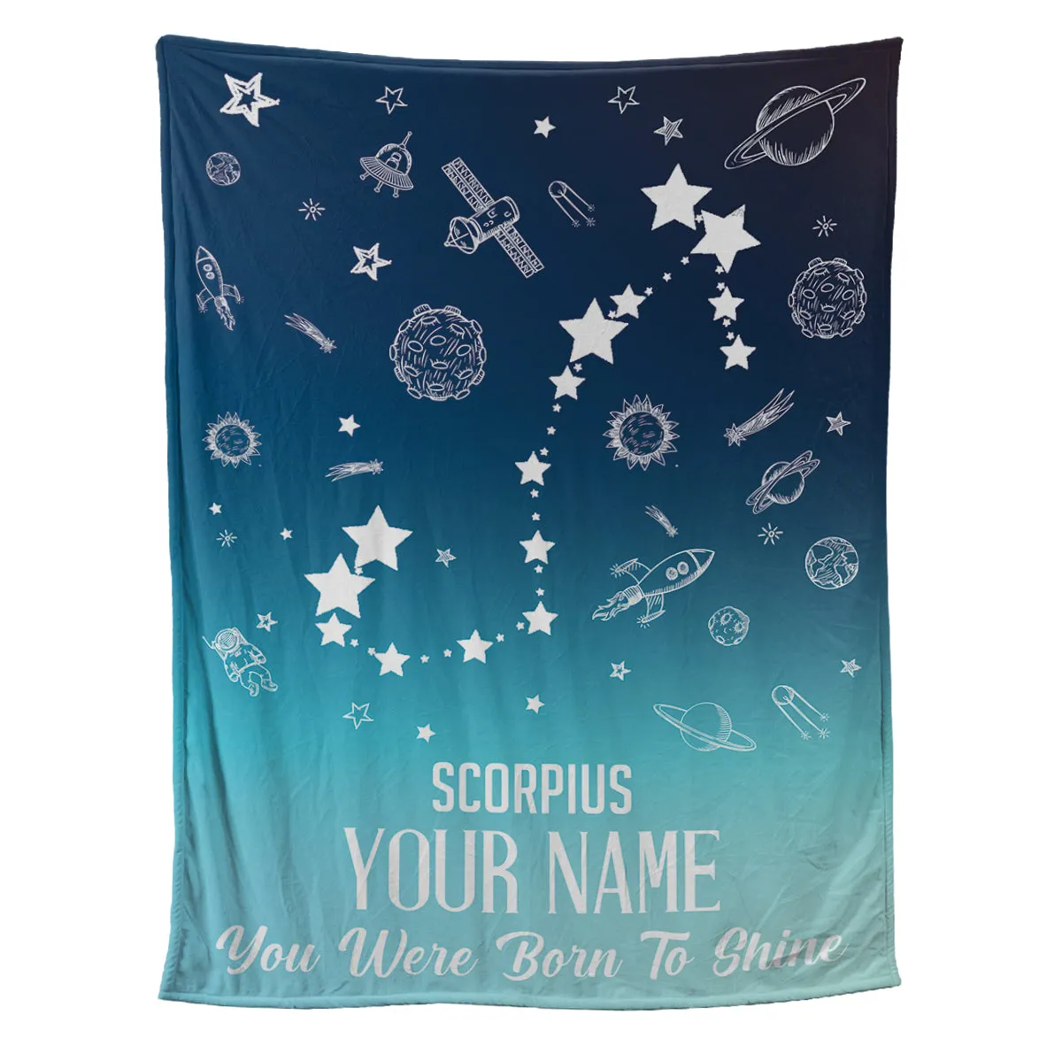 Teesdily | Scorpius Customized Fleece Blanket Constellation Blanket You Were Born To Shine Fleece Personalized Name Zodiac Blankets Astrology Gifts