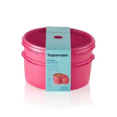 Tupperware Heritage 2pk 7.5c Plastic Cookie Canisters Pink