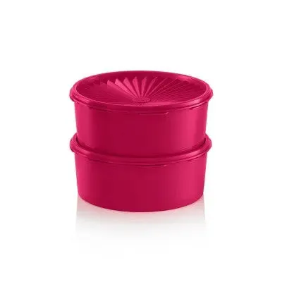 Tupperware Heritage 2pk 7.5c Plastic Cookie Canisters Pink