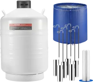 Vevor Liquid Nitrogen Tank 7.93 Gal Aluminum Alloy LN2 Container Dewar 6-Canisters and Protective Cover New