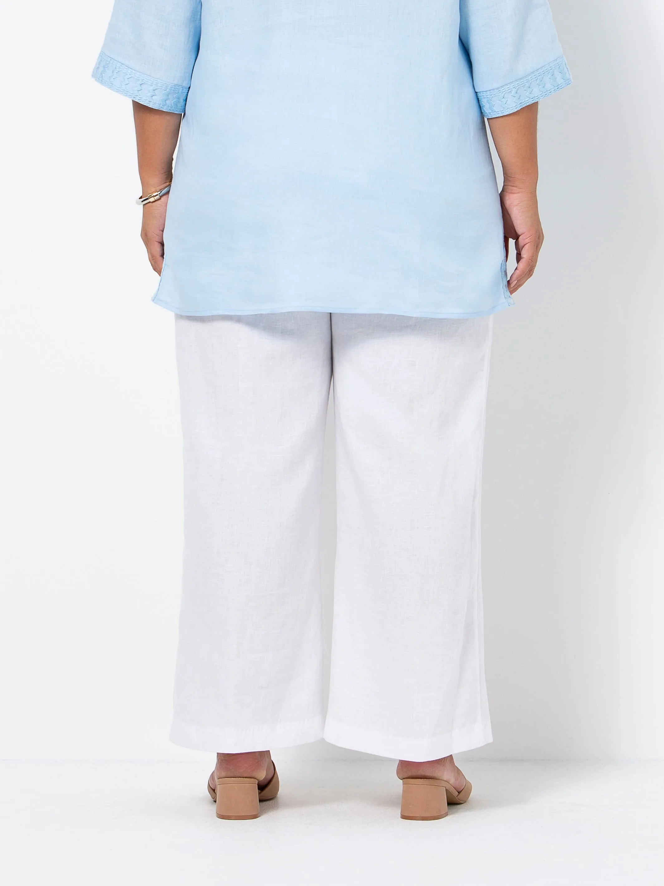 White Linen Wide Leg Pant