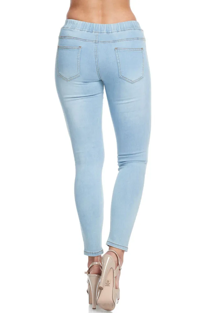 Women's Knee Slit Skinny Denim Joggers