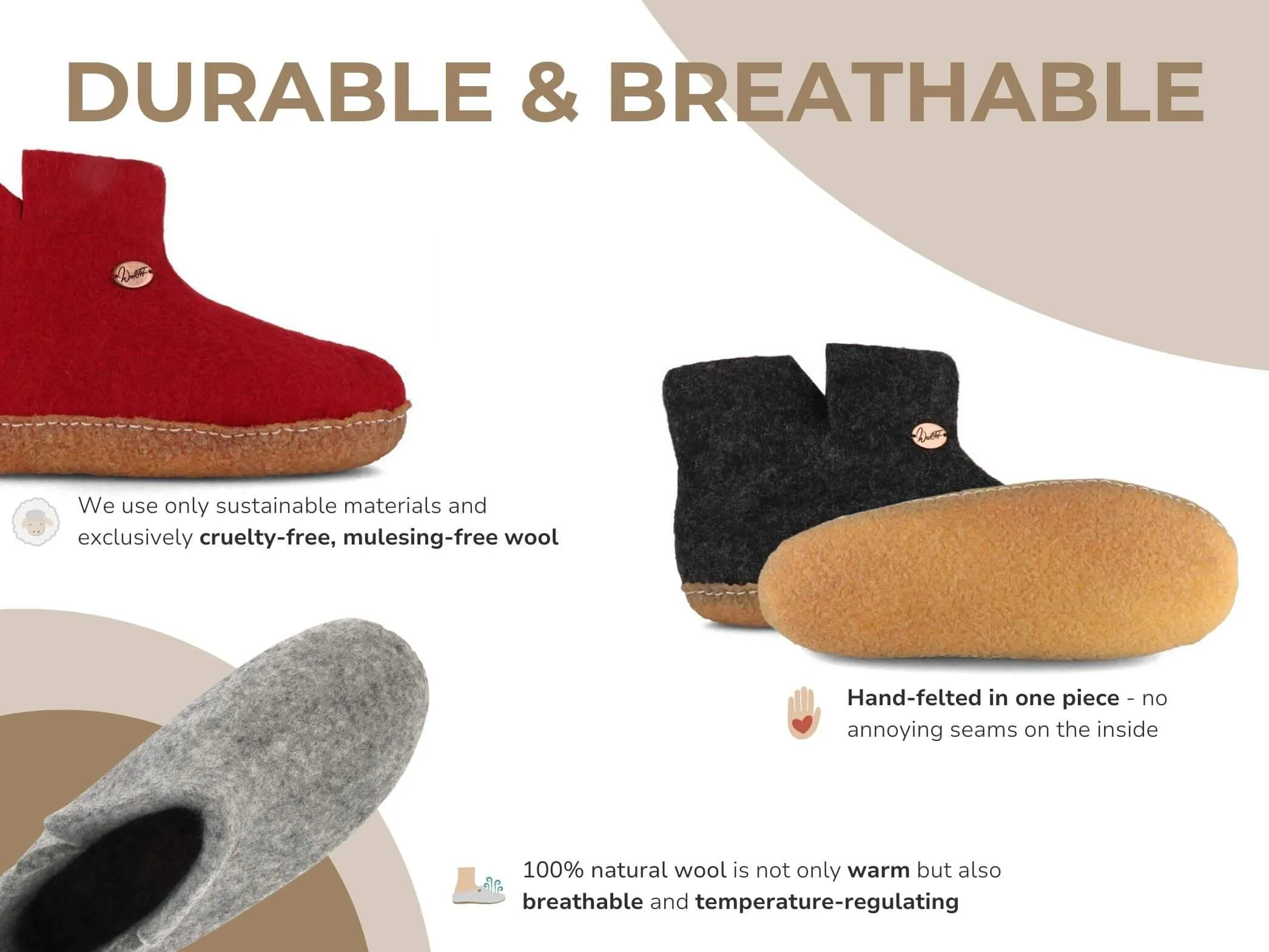 WoolFit Yeti | Felt Slipper Boots with Footbed & Rubber Sole